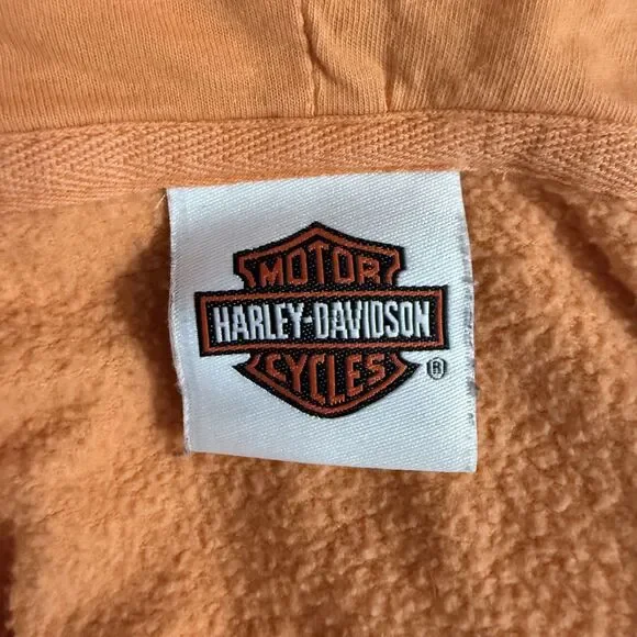 Harley-Davidson Motorcycles Women's XL Orange Long Sleeve Pullover Hoodie - Picture 6 of 8